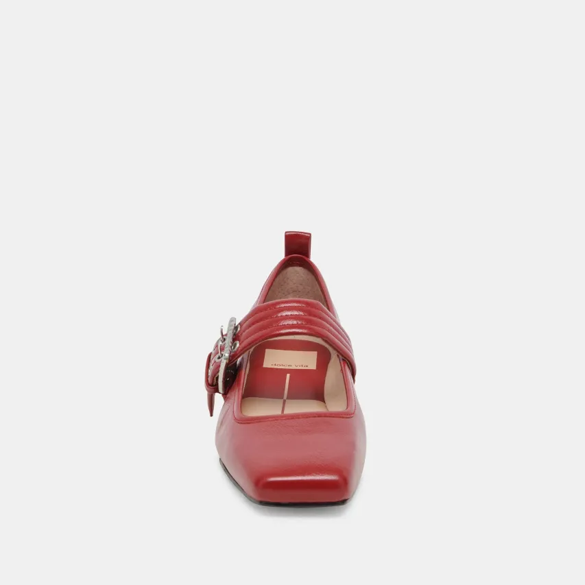 ARORA BALLET FLATS RED CRINKLE PATENT^Dolce Vita New