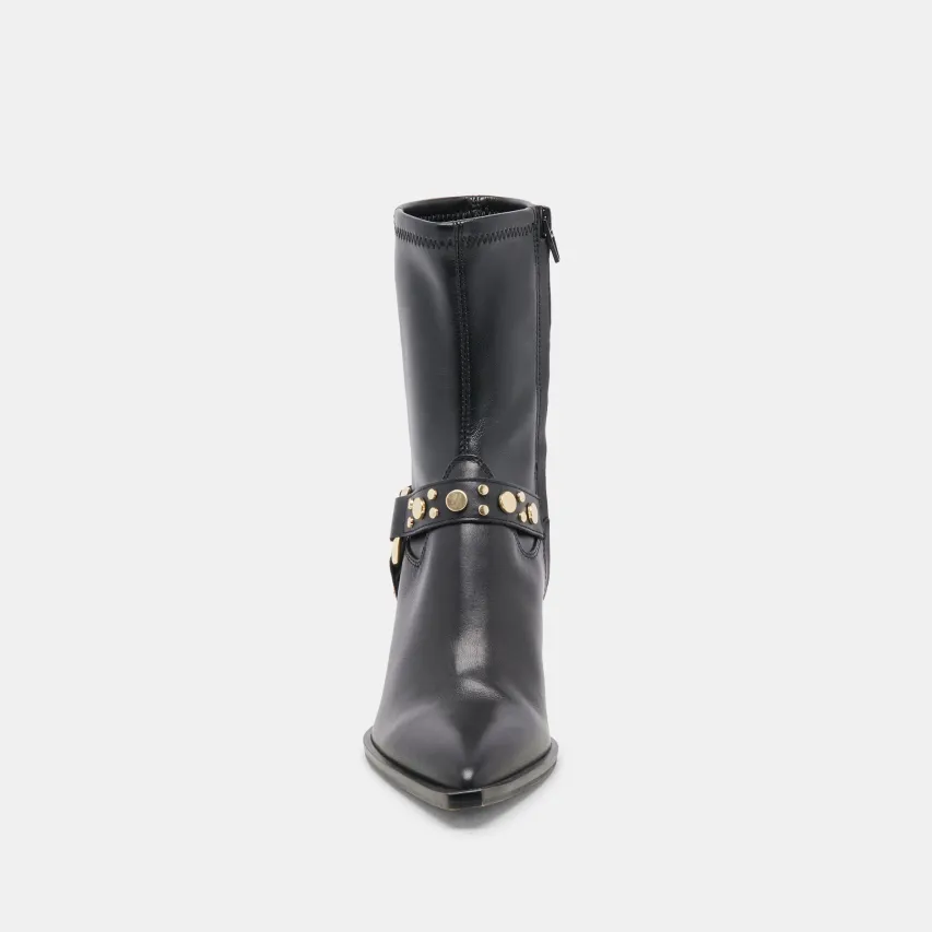ARYA STUD WIDE CALF BOOTS BLACK LEATHER^Dolce Vita Outlet