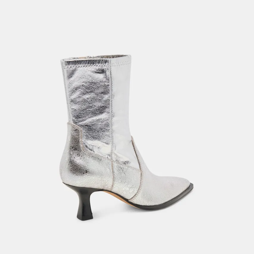 ARYA WIDE CALF BOOTS SILVER DISTRESSED LEATHER^Dolce Vita New