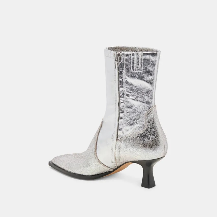 ARYA WIDE CALF BOOTS SILVER DISTRESSED LEATHER^Dolce Vita New