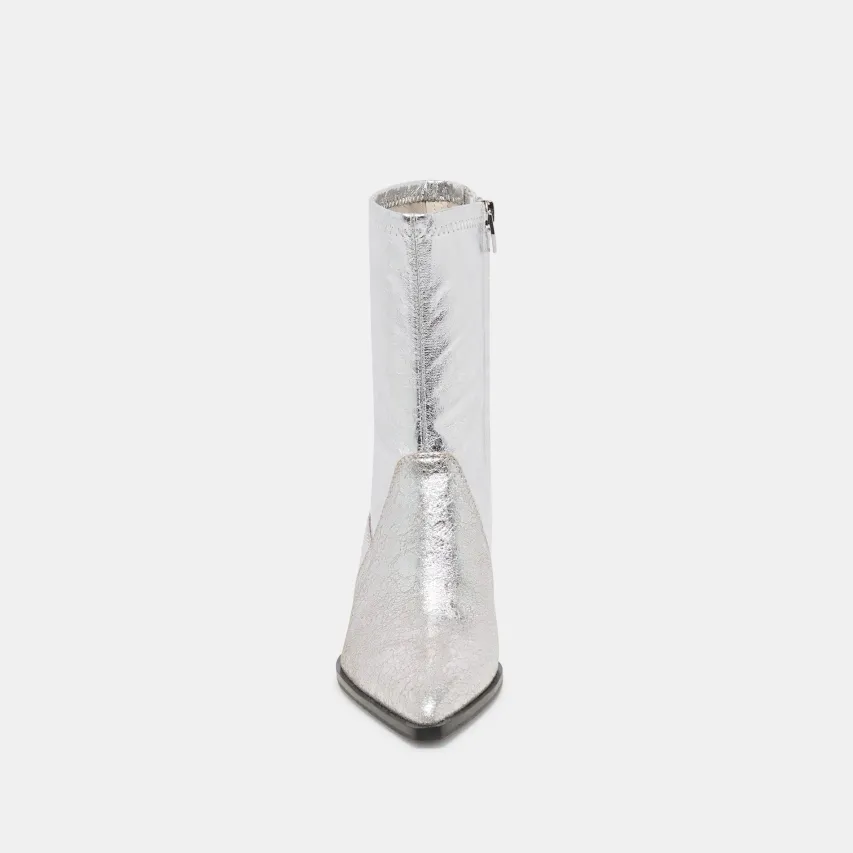 ARYA WIDE CALF BOOTS SILVER DISTRESSED LEATHER^Dolce Vita New