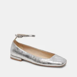 ASHYA BALLET FLATS SILVER DISTRESSED LEATHER^Dolce Vita Hot