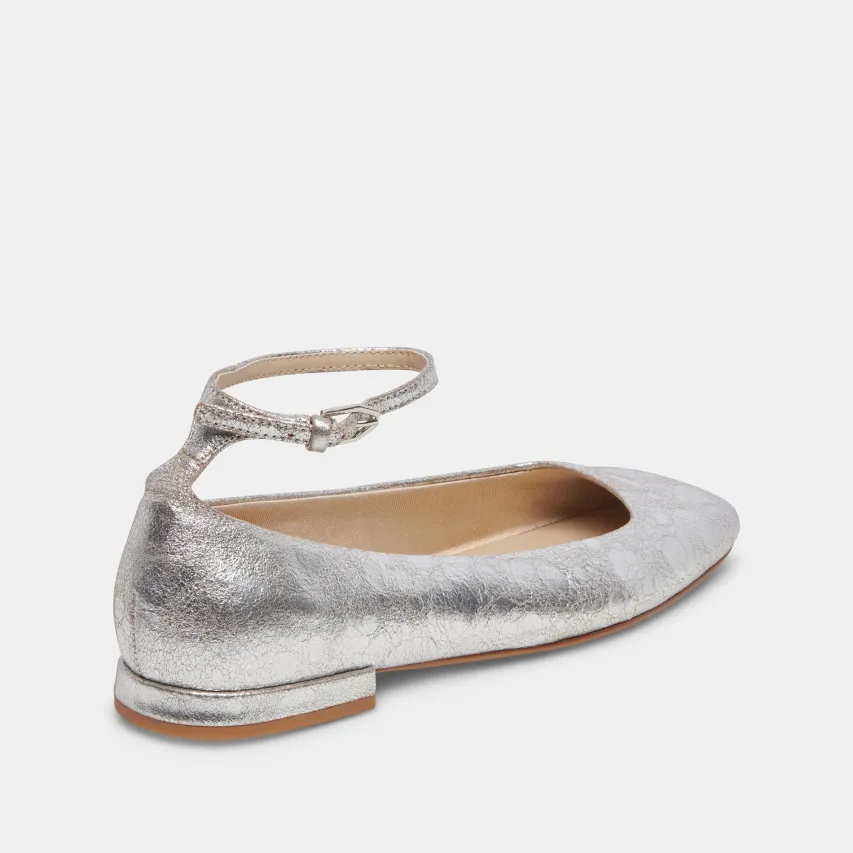 ASHYA BALLET FLATS SILVER DISTRESSED LEATHER^Dolce Vita Hot