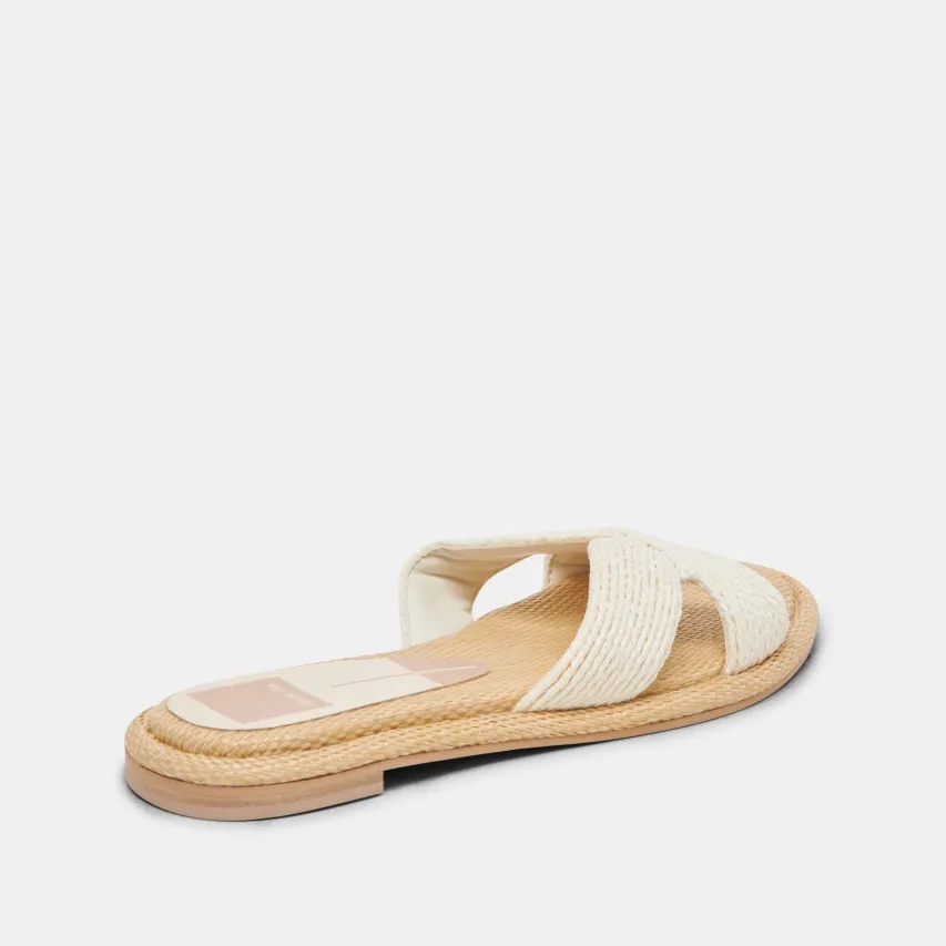 ATOMIC WIDE SANDALS WHITE RAFFIA^Dolce Vita Fashion