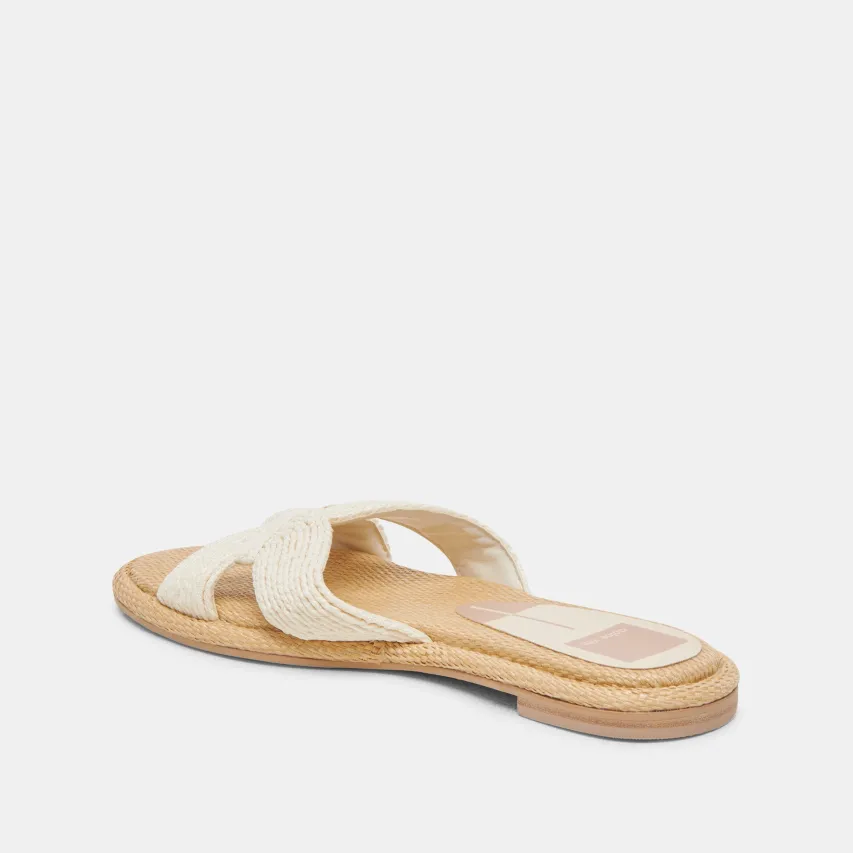 ATOMIC WIDE SANDALS WHITE RAFFIA^Dolce Vita Fashion