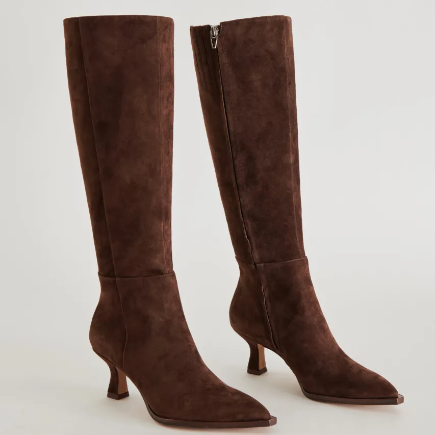 AUGGIE WIDE CALF BOOTS DK BROWN SUEDE^Dolce Vita Sale
