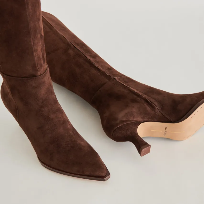 AUGGIE WIDE CALF BOOTS DK BROWN SUEDE^Dolce Vita Sale