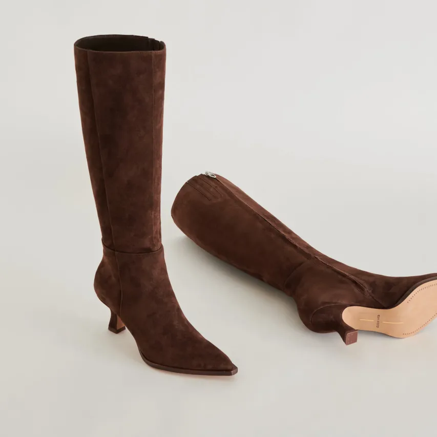 AUGGIE WIDE CALF BOOTS DK BROWN SUEDE^Dolce Vita Sale