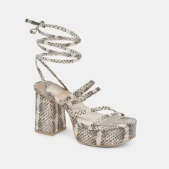 BARBS HEELS GREY WHITE EMBOSSED STELLA^Dolce Vita Online