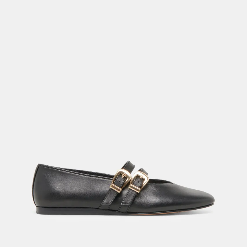 BAYLEE BALLET FLATS BLACK LEATHER^Dolce Vita Hot