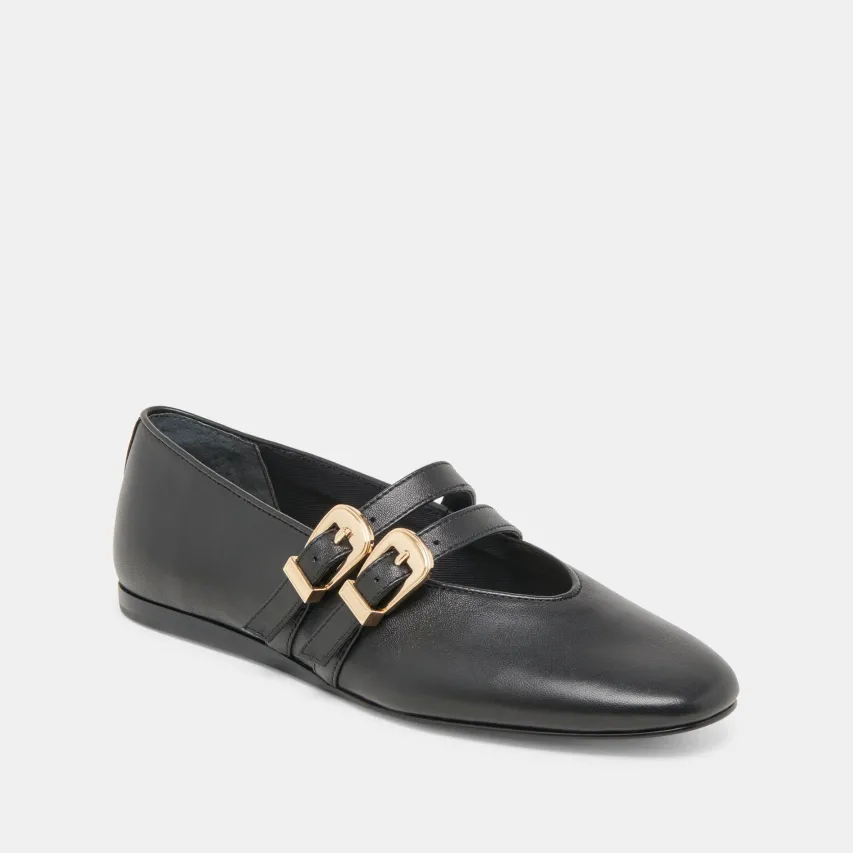 BAYLEE BALLET FLATS BLACK LEATHER^Dolce Vita Hot