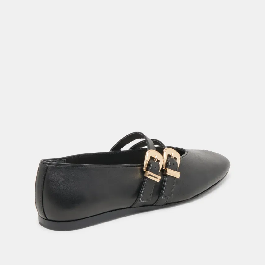 BAYLEE BALLET FLATS BLACK LEATHER^Dolce Vita Hot