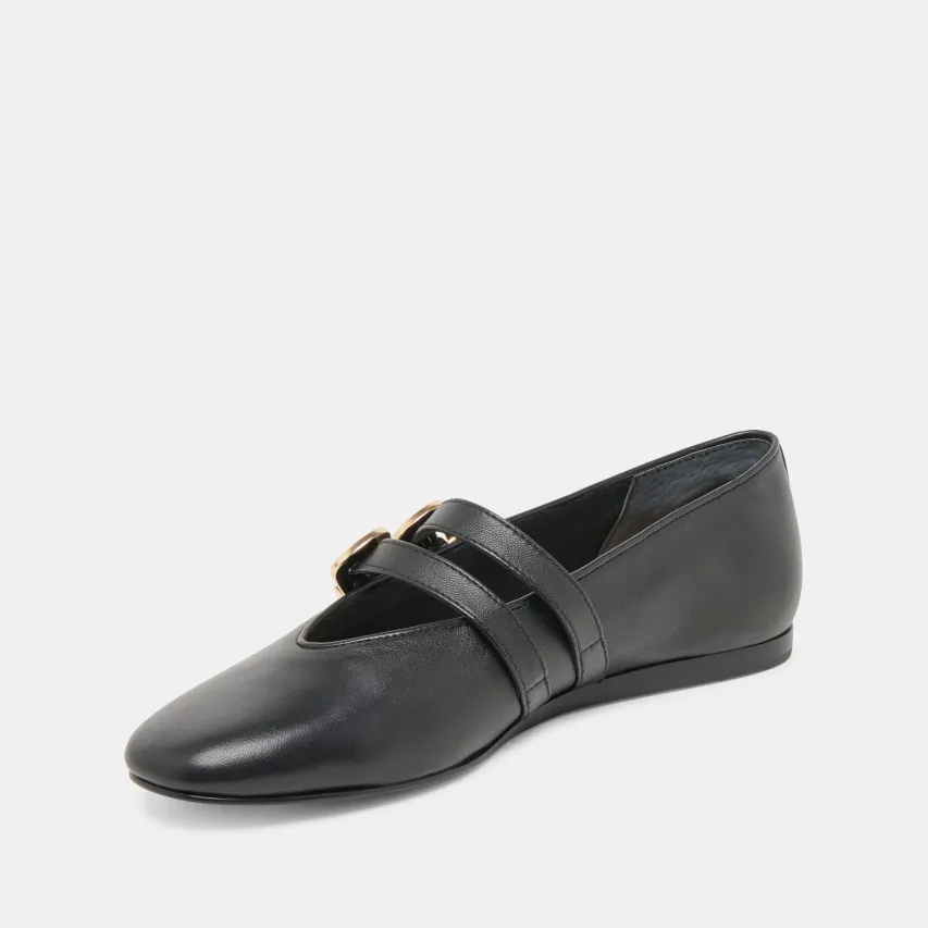 BAYLEE BALLET FLATS BLACK LEATHER^Dolce Vita Hot
