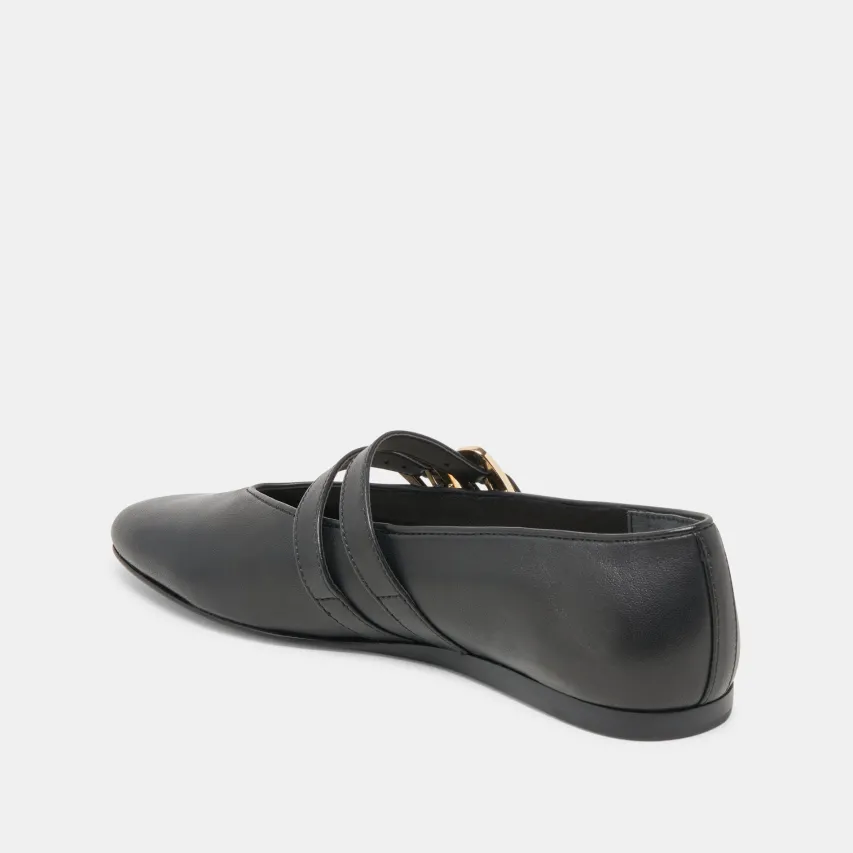 BAYLEE BALLET FLATS BLACK LEATHER^Dolce Vita Hot