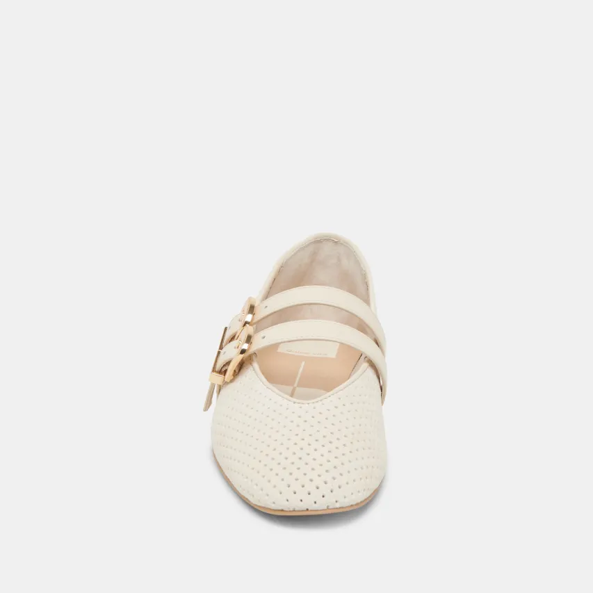 BAYLEE BALLET FLATS BONE PERFORATED SUEDE^Dolce Vita New