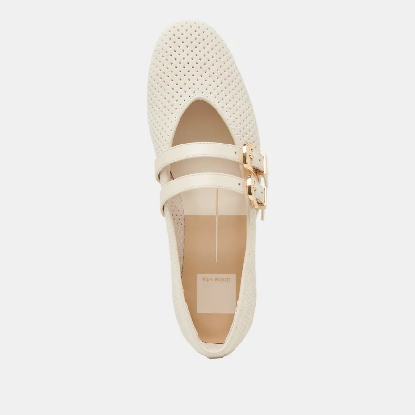 BAYLEE BALLET FLATS BONE PERFORATED SUEDE^Dolce Vita New