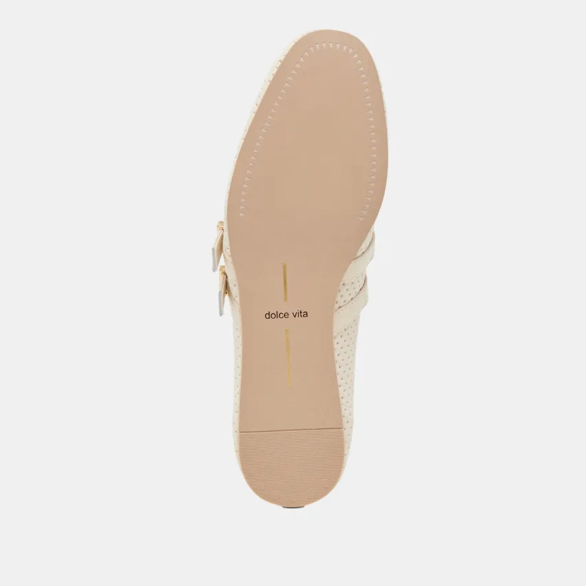 BAYLEE BALLET FLATS BONE PERFORATED SUEDE^Dolce Vita New
