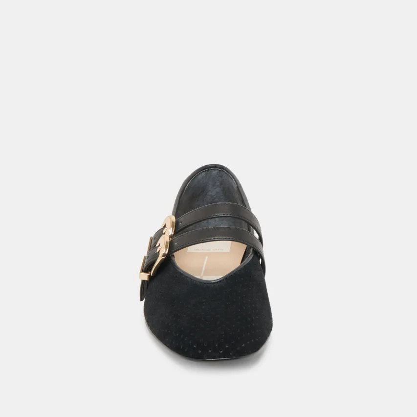 BAYLEE BALLET FLATS ONYX PERFORATED SUEDE^Dolce Vita Outlet