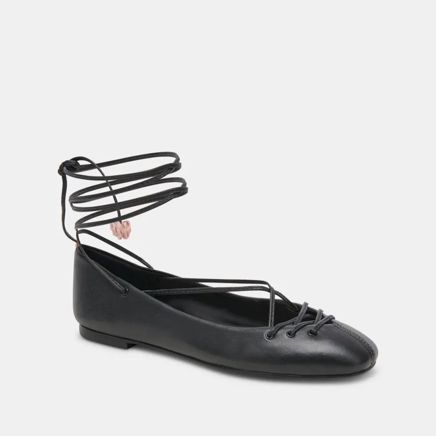 BEATE BALLET FLATS BLACK LEATHER^Dolce Vita Hot