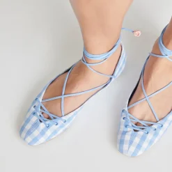BEATE BALLET FLATS WHITE BLUE GINGHAM^Dolce Vita Fashion