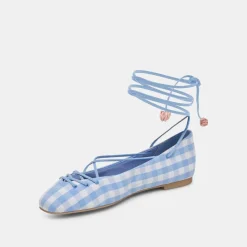 BEATE BALLET FLATS WHITE BLUE GINGHAM^Dolce Vita Fashion