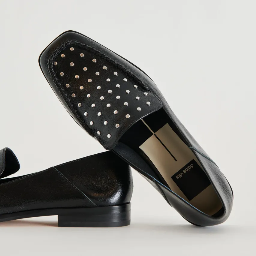 BENY FLATS BLACK STUDDED LEATHER^Dolce Vita Best