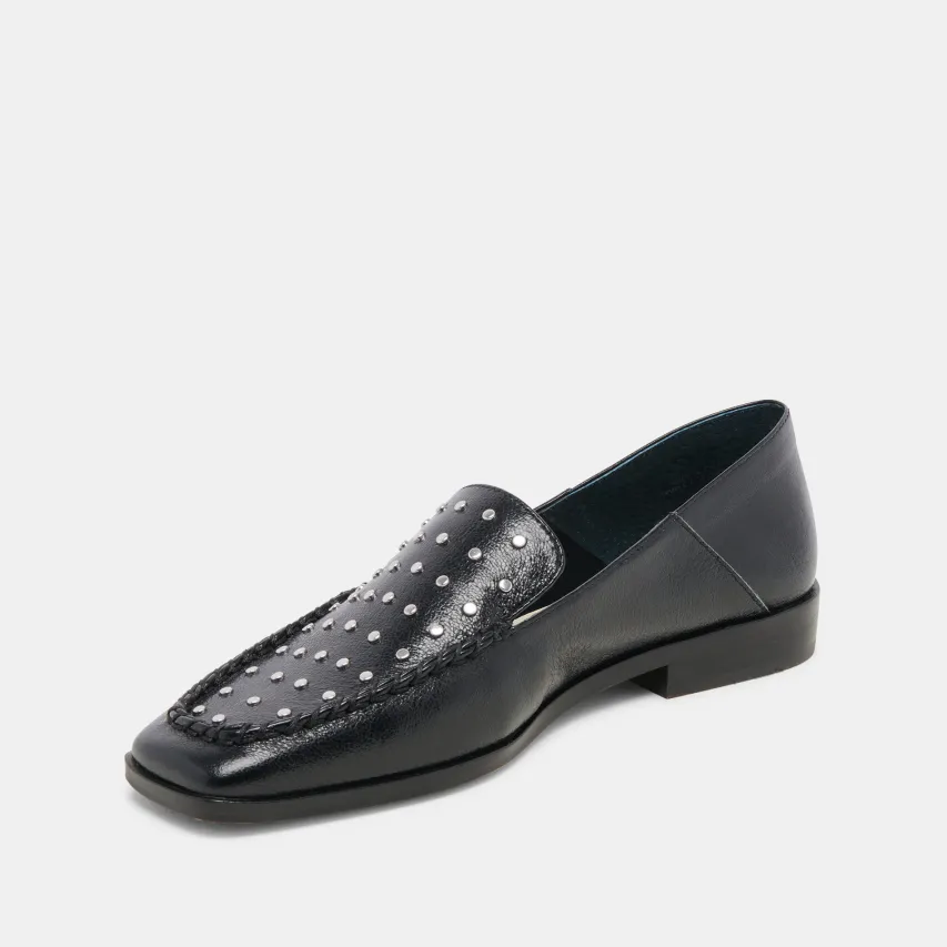BENY FLATS BLACK STUDDED LEATHER^Dolce Vita Best