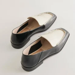 BENY WIDE FLATS WHITE BLACK CRINKLE PATENT^Dolce Vita Fashion