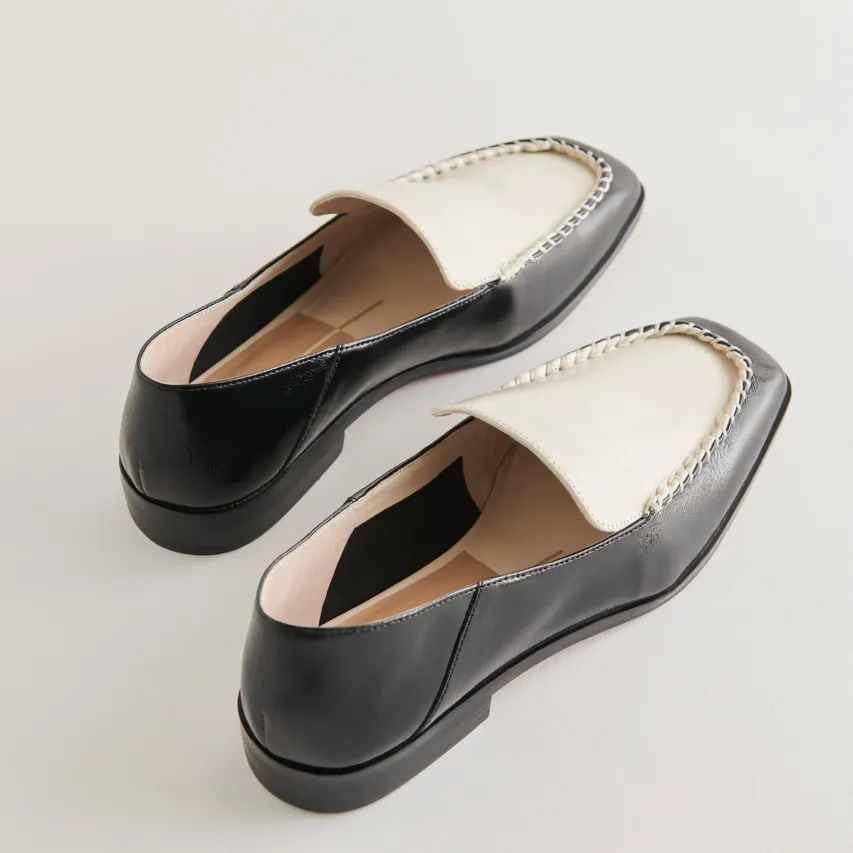BENY WIDE FLATS WHITE BLACK CRINKLE PATENT^Dolce Vita Fashion