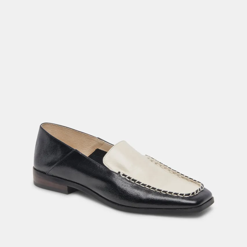 BENY WIDE FLATS WHITE BLACK CRINKLE PATENT^Dolce Vita Fashion