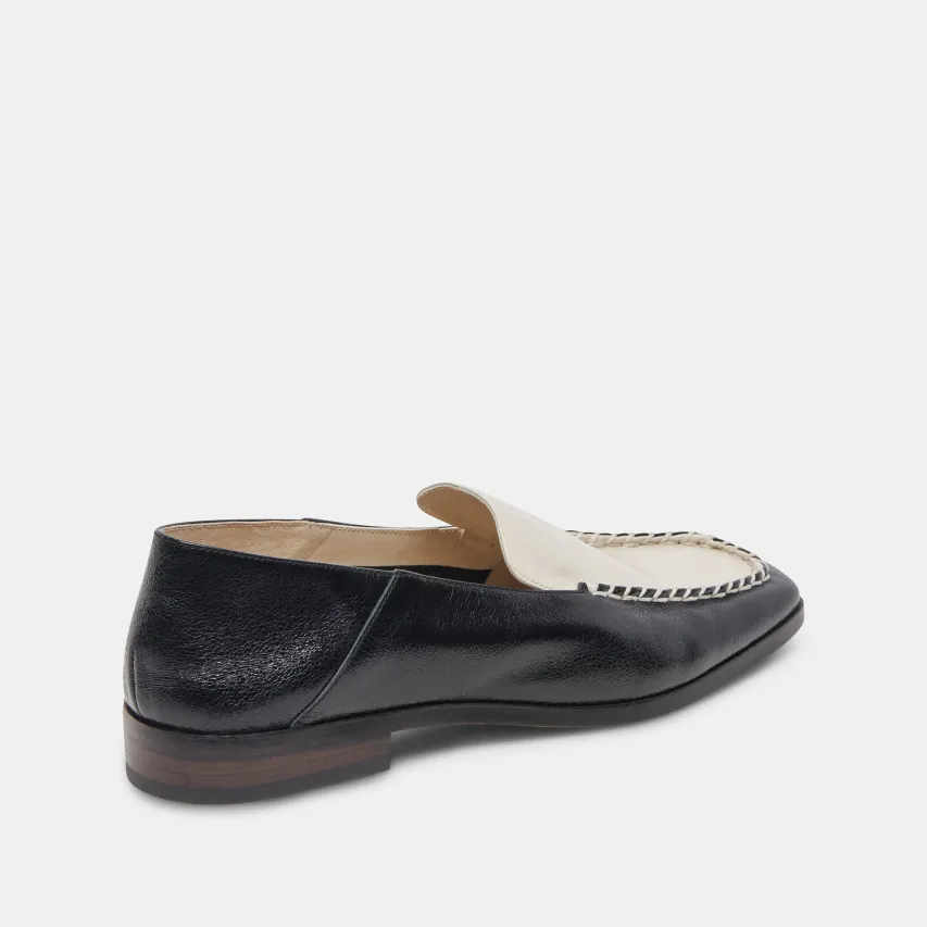 BENY WIDE FLATS WHITE BLACK CRINKLE PATENT^Dolce Vita Fashion