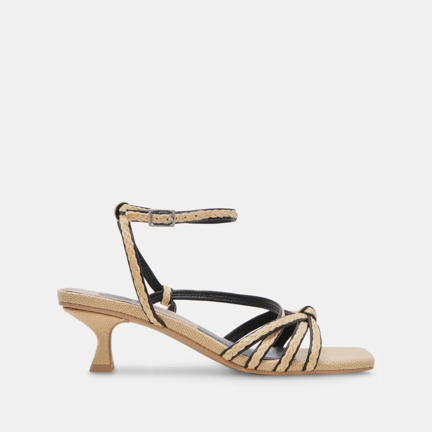 BEV BRAID WIDE HEELS BLACK NATURAL JUTE^Dolce Vita Discount