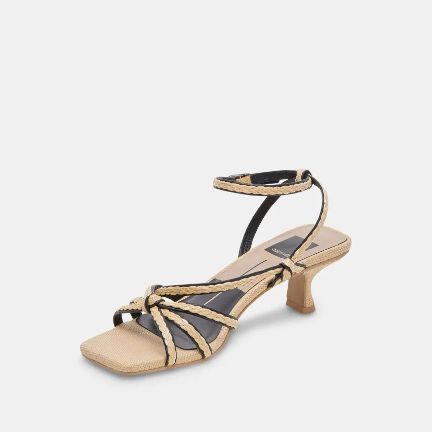 BEV BRAID WIDE HEELS BLACK NATURAL JUTE^Dolce Vita Discount