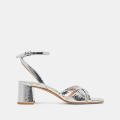 BLAKLY HEELS SILVER DISTRESSED LEATHER^Dolce Vita New