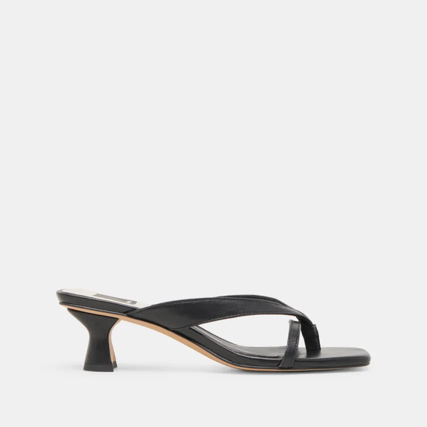 BREVEL HEELS ONYX LEATHER^Dolce Vita Online