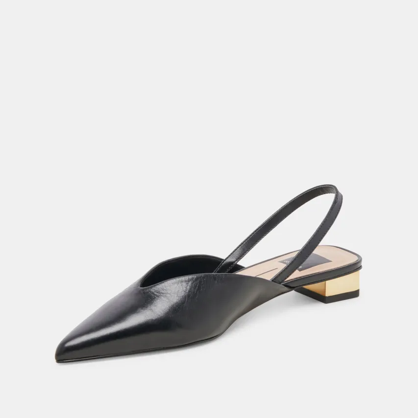 BYANCA FLATS BLACK LEATHER^Dolce Vita Best