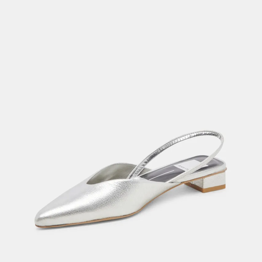 BYANCA FLATS SILVER DISTRESSED LEATHER^Dolce Vita Clearance