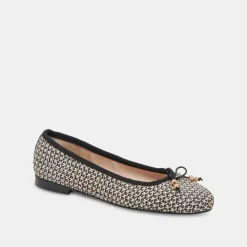 CACY BALLET FLATS WHITE BLACK RAFFIA^Dolce Vita Online