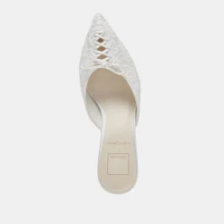 CAMILE WIDE HEELS WHITE FLORAL EYELET^Dolce Vita New