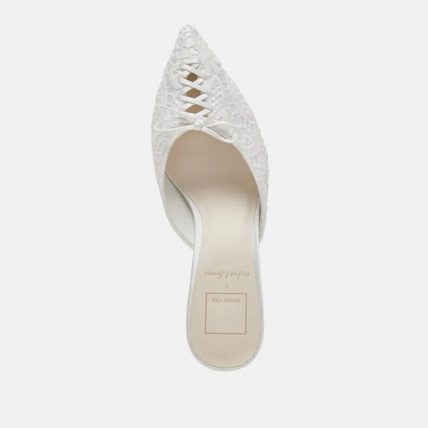 CAMILE WIDE HEELS WHITE FLORAL EYELET^Dolce Vita New