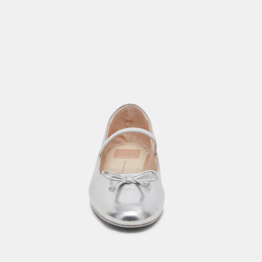 CARIN BALLET FLATS SILVER METALLIC LEATHER^Dolce Vita Clearance