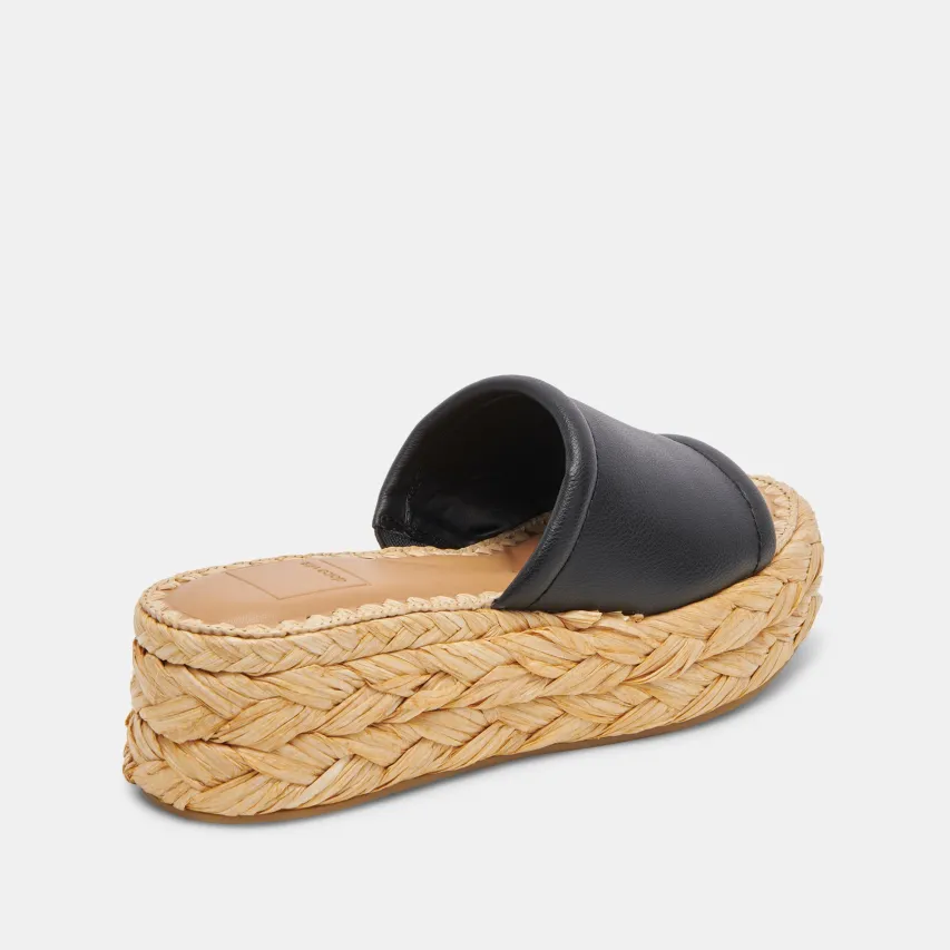 CHAVI WIDE SANDALS BLACK LEATHER^Dolce Vita Clearance