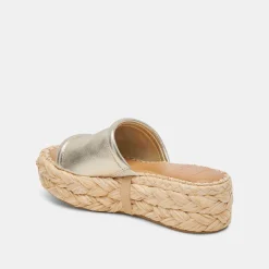CHAVI WIDE SANDALS LIGHT GOLD METALLIC LEATHER^Dolce Vita New