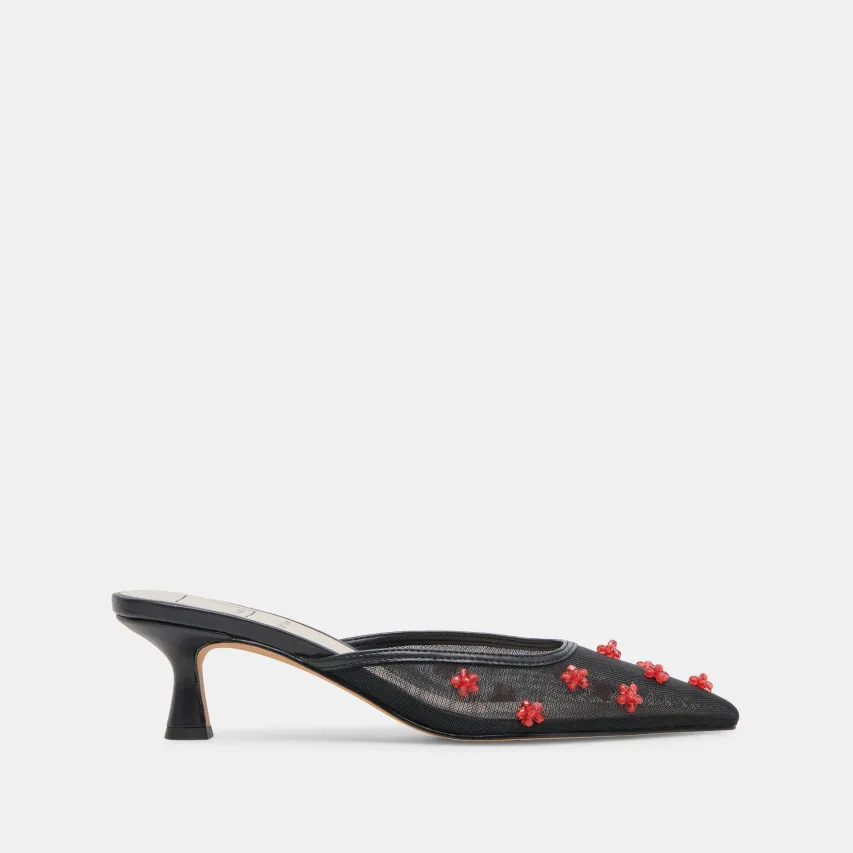 CLAIRE HEELS BLACK RED MESH^Dolce Vita Clearance
