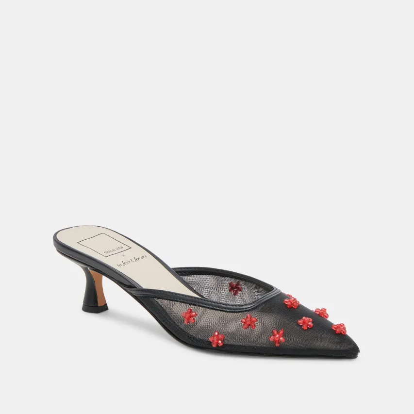CLAIRE HEELS BLACK RED MESH^Dolce Vita Clearance