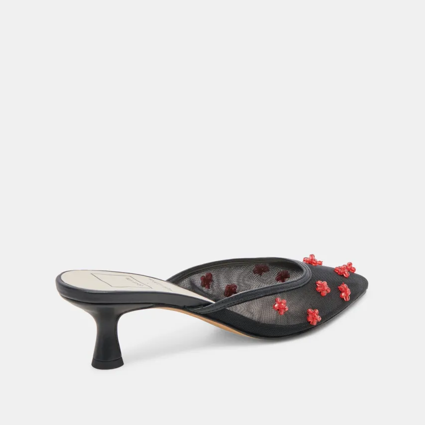 CLAIRE HEELS BLACK RED MESH^Dolce Vita Clearance