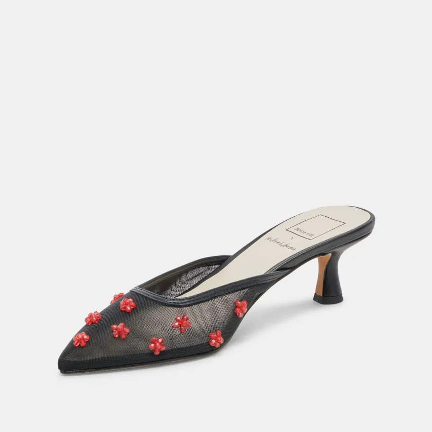 CLAIRE HEELS BLACK RED MESH^Dolce Vita Clearance