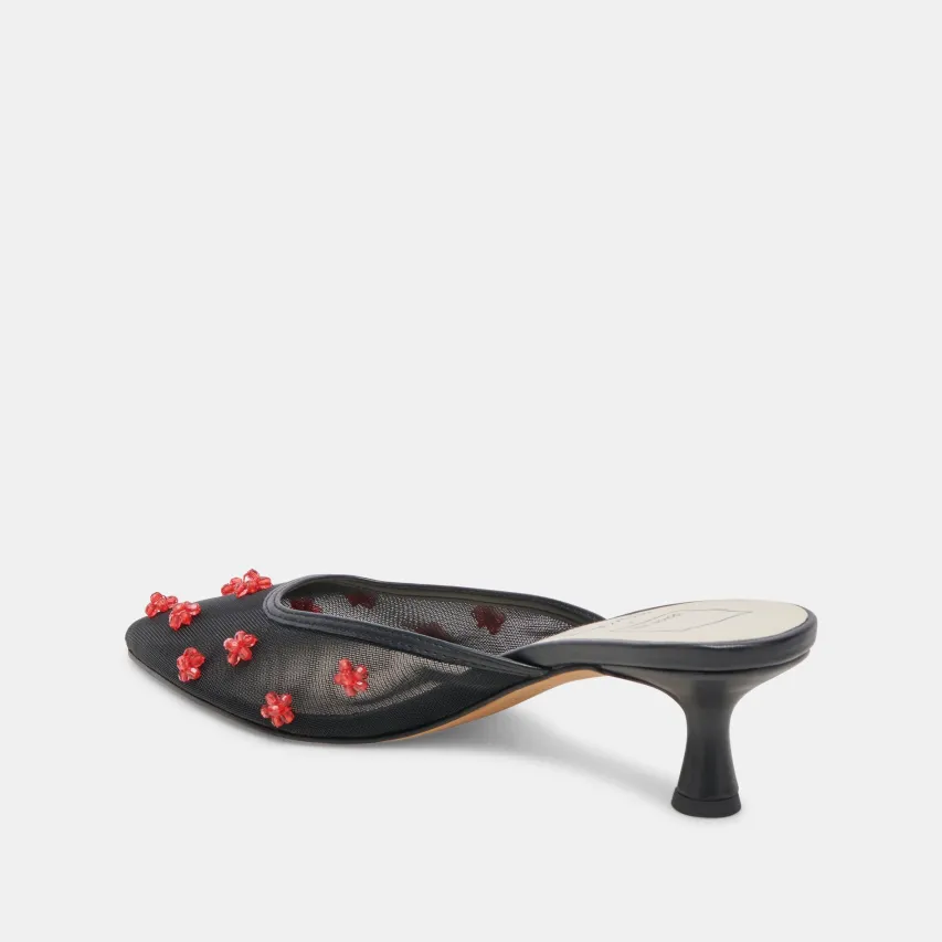 CLAIRE HEELS BLACK RED MESH^Dolce Vita Clearance