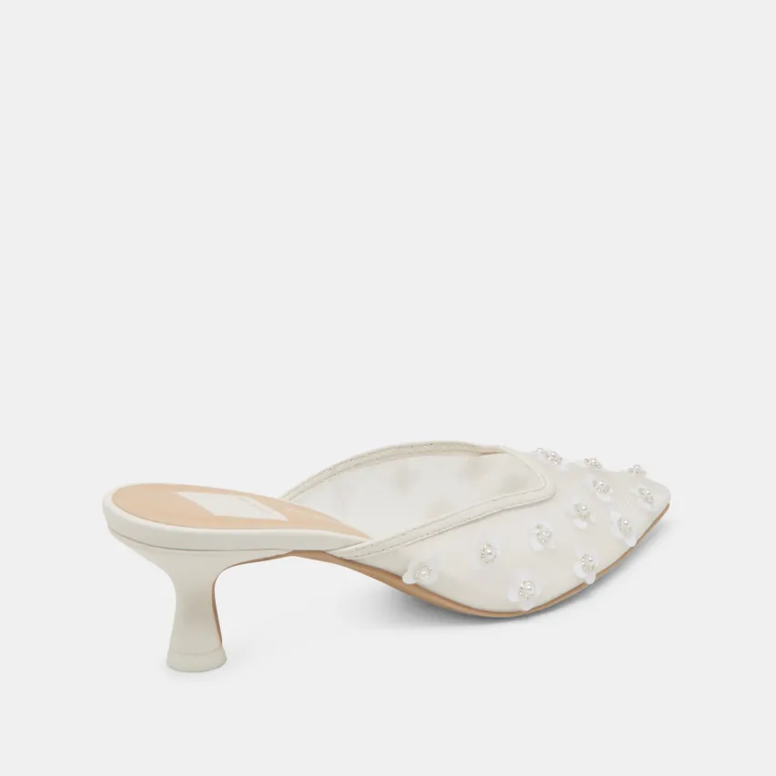 CLARA PEARL HEELS TRUE WHITE DAISY MESH^Dolce Vita New