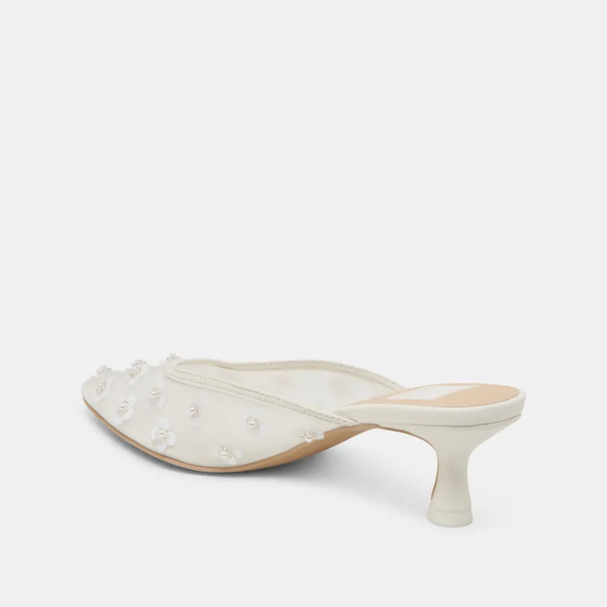 CLARA PEARL HEELS TRUE WHITE DAISY MESH^Dolce Vita New